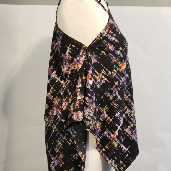 Silk asymmetric top in multi color abstract print - Picture 2 of 5